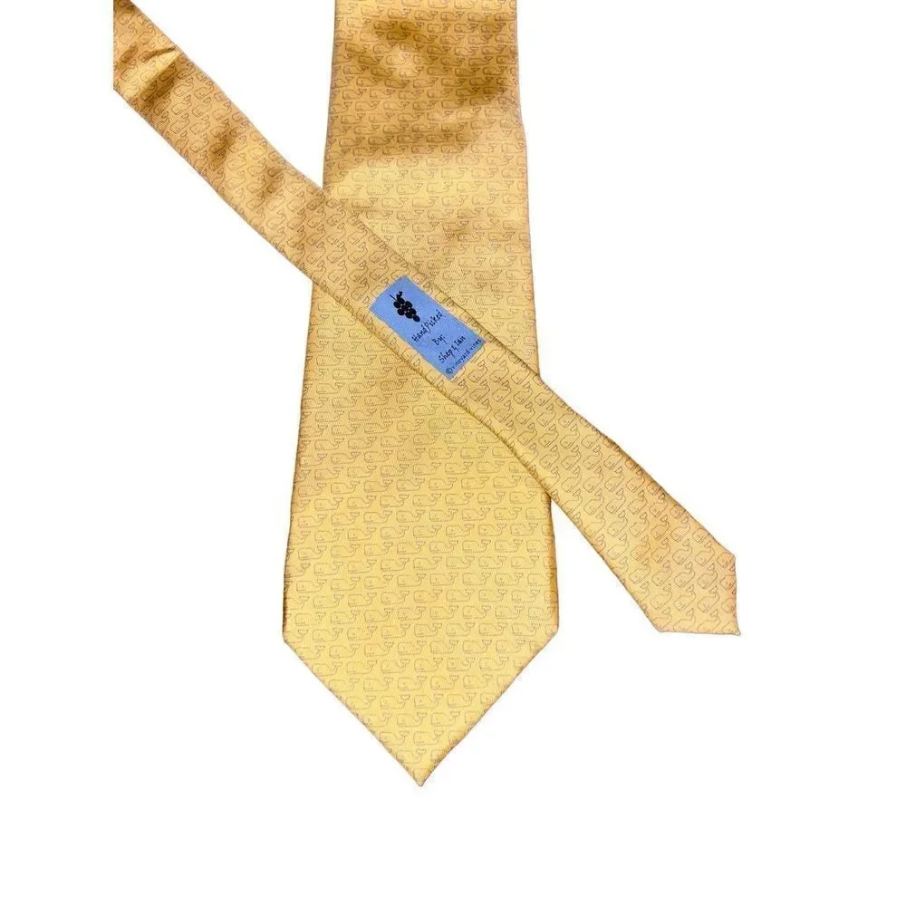 Vineyard Vines Golden Whale Logo Print Handmade in USA Necktie